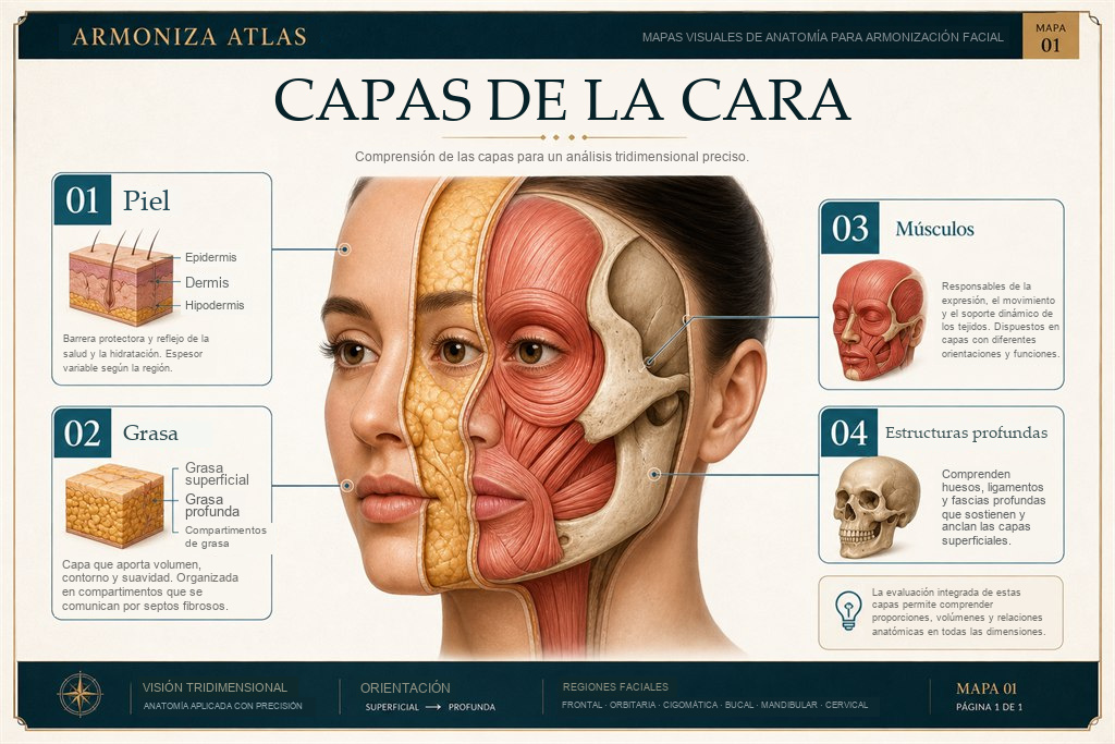 Mapa visual — capas de la cara